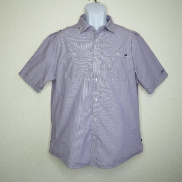 Sean John* Men's Short‎ Sleeve Button Down Curved Hem Chest Pocket Shirt~ Large - Picture 1 of 11